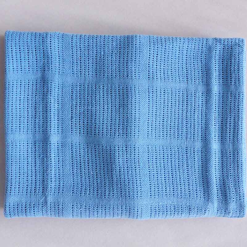 Organic Cotton Cellular Blankets, Soft, All Natural & Breathable-Blue