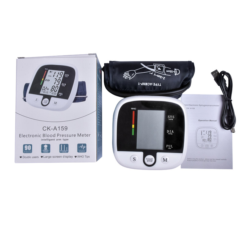 Elektronisk blodtrycksmätare, helautomatisk överarmsblodtrycksmätare med stor HD-skärm, tillförlitligt testresultat, lätt att använda och bekväm att bära med sig, CE-certifierad